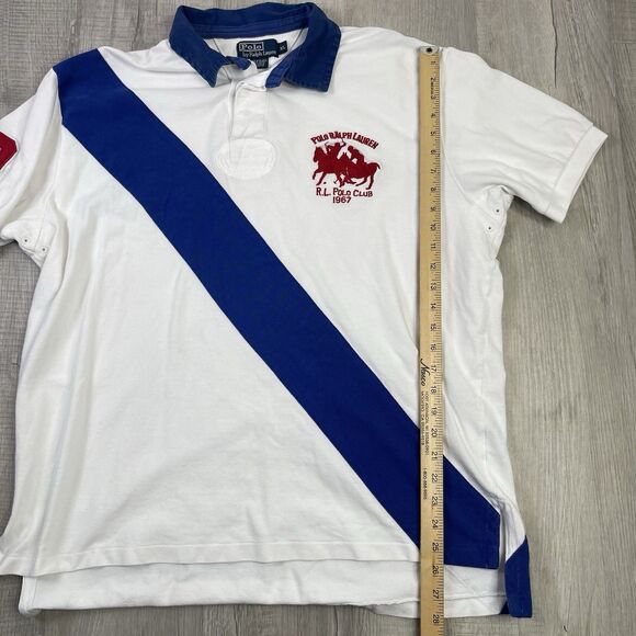Vtg Polo Ralph Lauren Mens XL Polo Club #2 Big Pony Stripe Embroidered P - Picture 7 of 9
